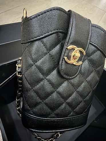 chanel etir: 120 alinib tezedi Chanel makeup qadın çantası. Qara rəngdə, toxumalı — 5