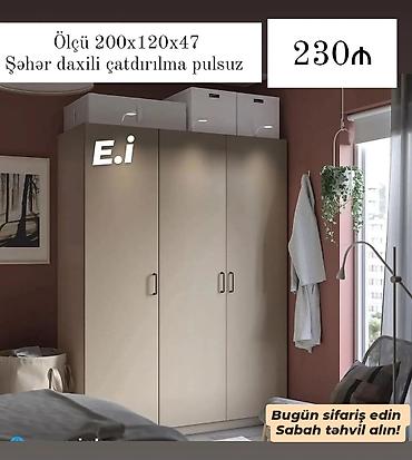 poct qutusu: 3 qapılı dolab - Ölçü: 200 x 120 x 47 sm - Minimalist dizayn — 1