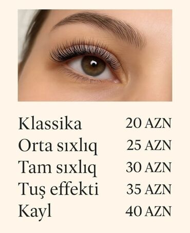Sifarişlə əl işləri: Kiprik Qaynaqi ve laminasiyasi - Klassika – 20 AZN: - Orta sıxlıq –