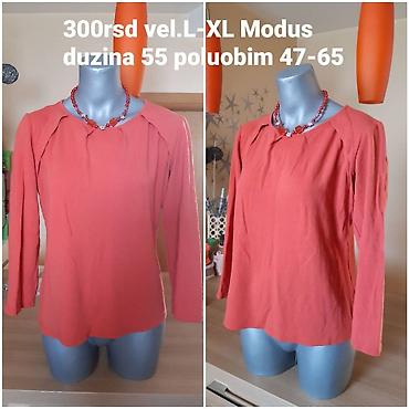 pantalone elipsa: Modus ženska bluza dugih rukava u boji terakote. Okrugli izrez sa — 1