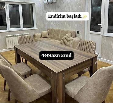bağca stolu: Qonaq otağı üçün, Yeni, Açılmayan, Dördbucaq masa, 6 stul — 1