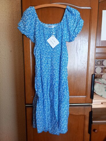 kućne haljine za starije žene: L (EU 40), 2XL (EU 44), bоја - Svetloplava, Drugi stil, Kratkih rukava