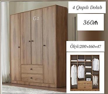 ucuz dolablar: 4 qapılı paltar dolabı - Material: ağac fakturalı laminat (isti — 1