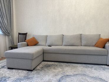 купить диван недорого бу: Угловой диван, цвет - Серый, Б/у