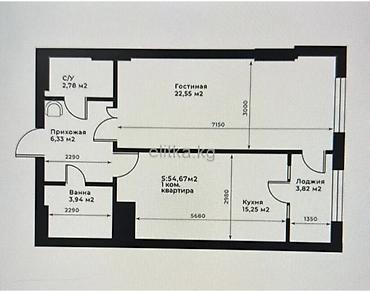 erl group: 2 комнаты, 55 м², БГУ Элитка, 10 этаж, ПСО (под самоотделку) — 5