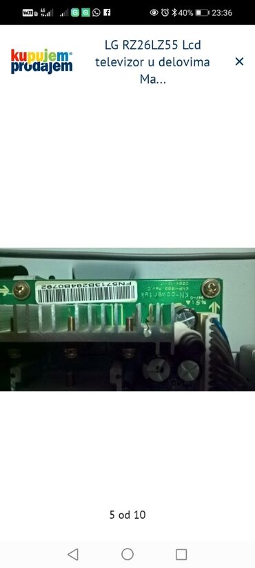 Aksesoari za TV i video: LG RZ26LZ55 – LCD televizor za delove LG 37G2000 U delovima — 5