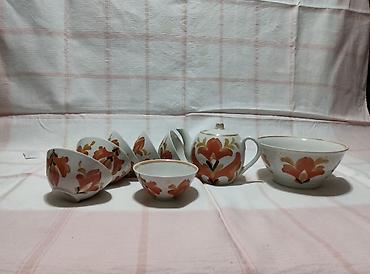 çay servisi: Çay dəsti, rəng - Ağ, Farfor, 6 nəfərlik, SSRİ — 1