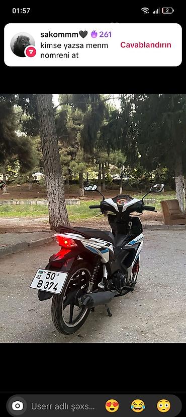 Мопеды, скутеры: Model: s50 (Jufan) Cub tipli motosiklet Rəng: ağ-qara-mavi aktsentlər — 2