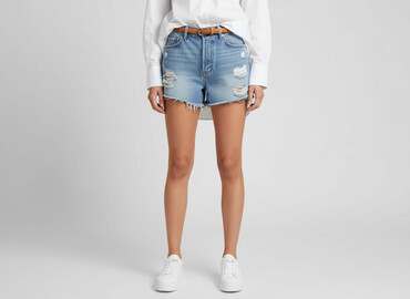 krótkie spodenki jeansowe wysoki stan: H&M, Szorty damskie, rozmiar M