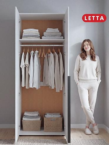 Шкафы: Шкаф-купе LETTA, двухдверный, белый, минималистичный дизайн. - — 2