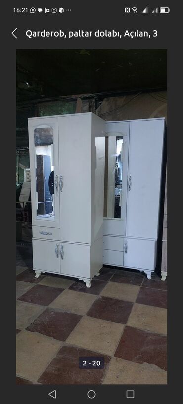 Dolablar: Açılan, 2 qapılı Düz dolab, Qarderob, paltar dolabı — 6