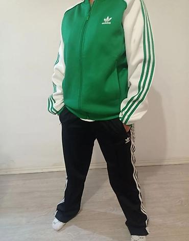 двойка спортивная: Мужской спортивный костюм, L, Adidas, Новый, цвет - Зеленый — 1