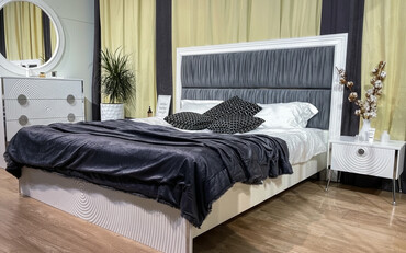 размеры прикроватных тумбочек в спальню: Спальный гарнитур Зара 5 в современном стиле Состав: - Кровать с