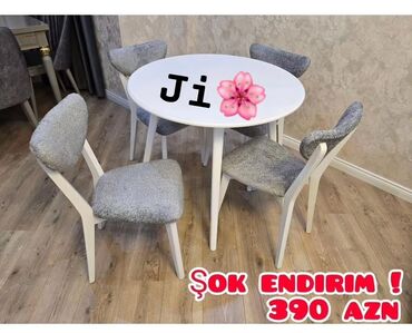 stol uzlukleri: Mətbəx üçün, Açılmayan, Yumru masa, 4 stul