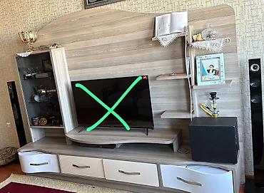 kunc ref: Qonaq otağı üçün modul TV stendi və divar rəf sistemi - Material — 1