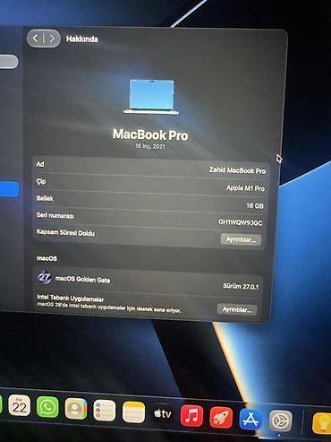 macbook m3 qiymeti: İşlənmiş Apple MacBook, 16 ", Apple M1 Pro, 512 GB — 4