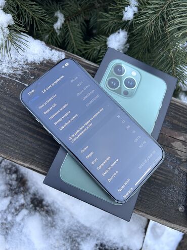 Apple iPhone: IPhone 13 Pro, Б/у, 128 ГБ, Alpine Green, Зарядное устройство, Защитное стекло, Чехол, 80 %