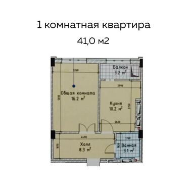Продажа квартир: 1 комната, 41 м², Элитка, 3 этаж, ПСО (под самоотделку)