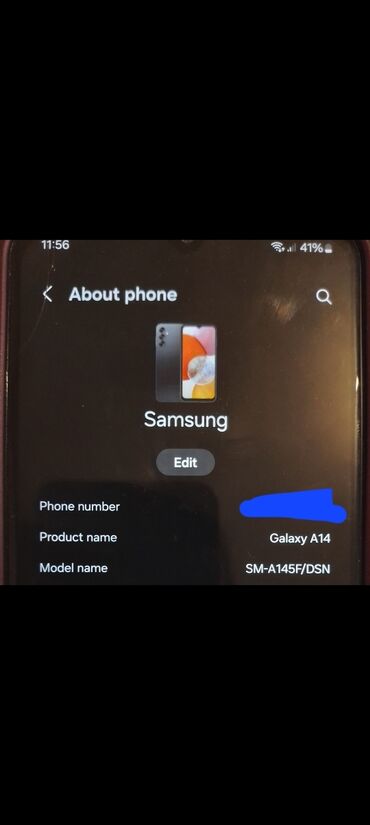 samsunq telefonlari: Samsung Galaxy A14, 128 GB, rəng - Qara, Barmaq izi, Face ID