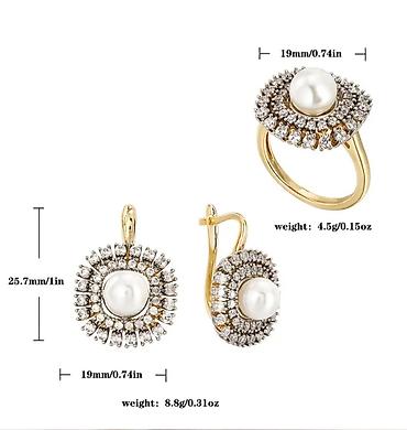 Наборы украшений: Ювелирные наборы с жемчугом и фианитами Вариант 1 (круглый дизайн с — 3