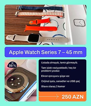 saatlar smart: Apple Watch Starlight Series 7 – 45 mm Pil - 88% ✅Ustada olmayibb — 1
