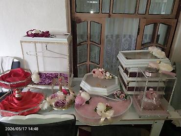 xonca şəkli: Xınayaxdı/nişan üçün bəzəkli xonça və vitrin dəsti - Şəffaf akril — 1