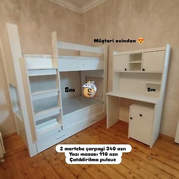 usaq şkafı: Ağ rəngdə uşaq/yeniyetmə otağı dəsti: - 2 mərtəbəli çarpayı: Yuxarı — 1