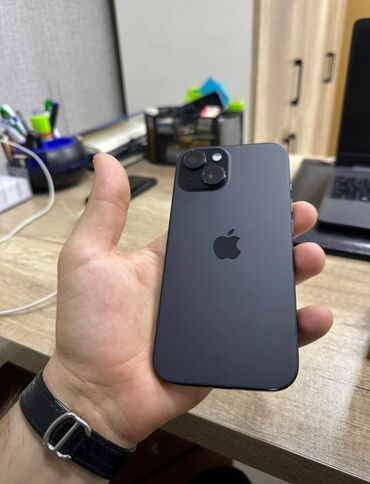 IPhone 15, 128 GB, Black Titanium, Face ID, Simsiz şarj, Zəmanət