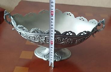 restoran aksesuarları: Metal dekorativ meyvə qabları (2 ədəd dəst) - Material: gümüş rəngli — 1