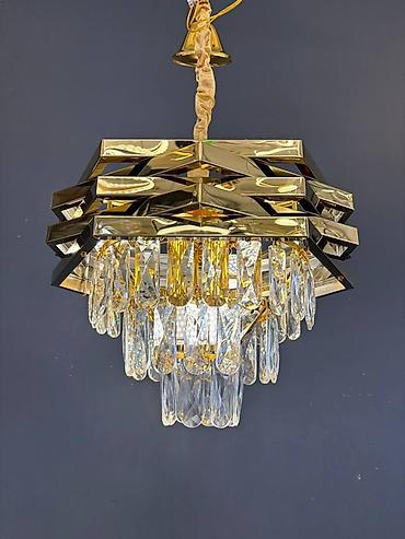 Кулоны и подвески: Lüks kristal asma çilçıraq - Dizayn: Kvadrat formalı, çoxqatlı qızılı — 1