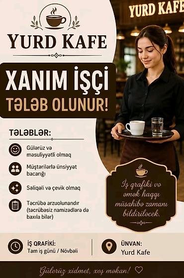 Ofisiant tələb olunur, Kafe, Təcrübəsiz — 1