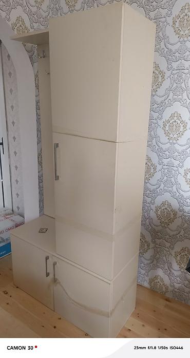 canaq şkaflı: Dehliz üçün çox funksiyalı asılqanlı şkaf - Rəng: krem/açıq bej - — 1