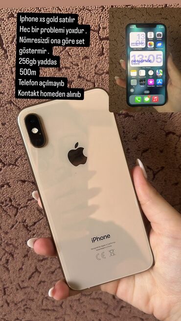 iphone 8 kontakt home: IPhone Xs, 256 GB, Qızılı, Face ID, Sənədlərlə