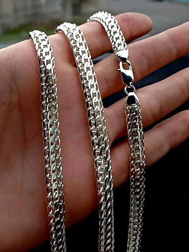 Серебряные цепочки: Браслет Серебряный Королевское плетение 60 гр 23 см Ручная работа — 22