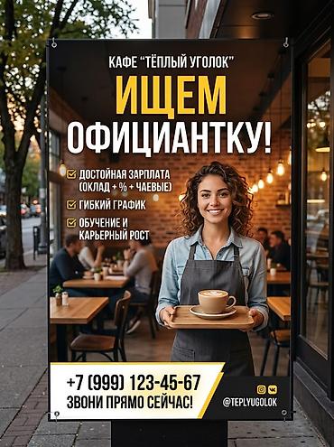 Официанты: Вакансия: официантка в кафе «ШАМПУРОФФ» - Формат: PUB - Условия: - — 1