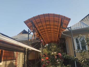 Навесы: Навес, Арочный, Металл, Поликарбонат, Установка — 5