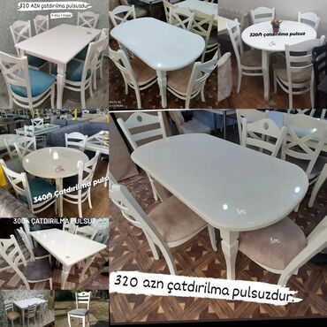 Sifarişlə masa və oturacaq dəstləri: ✔️Sifarişlə✔️ ✔️Kuxna üçün stol stul dəsti✨✨ ✔️stullarda rəng seçimi — 7