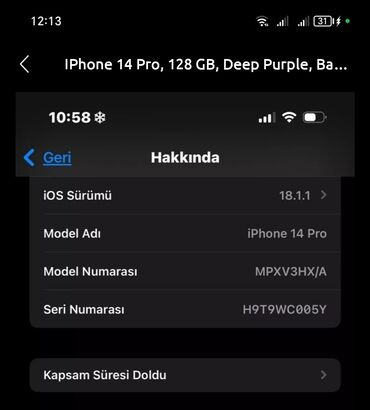 Apple iPhone: IPhone 14 Pro, 128 GB, Black Titanium, Zəmanət, Kredit, Simsiz şarj