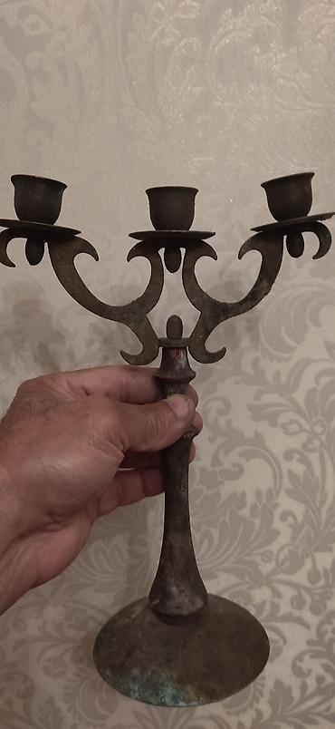 Şamdanlar: Metal,bürünc şamdan – 3 şamlıq, klassik dizayn. - Material — 1