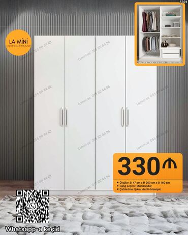 hamam ref: Açılan, 3 qapılı Düz dolab, Qarderob, paltar dolabı