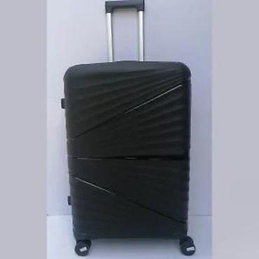 Putni koferi i torbe: Tvrdi kofer na točkiće – crni, sa šarama u dijagonalnom reljefu — 8