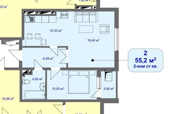 квартиры с ремонтом в рассрочку: 2 комнаты, 55 м², Элитка, 13 этаж, Евроремонт
