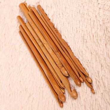 вязанные наборы: Крючок/ крючки бамбуковый для вязания - 12 штук в наборе толщина от 3