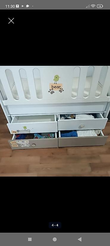 bewiy: Uşaq beşiyi – “Little Bear” dizaynlı, ağ rəngdə - Material: möhkəm — 3