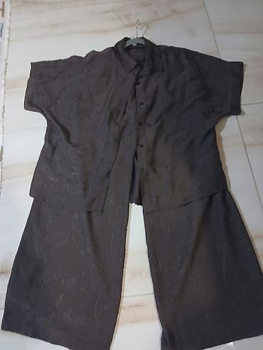 kronos helanke: Dvodijelni ženski komplet – košulja i pantalone u tamno braon boji. - — 7