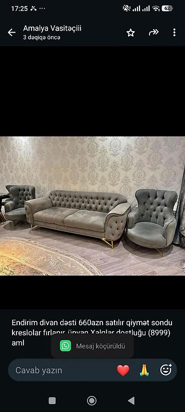 Endirim divan dəsti 660azn satılır qiymət sondu kreslolar fırlanır