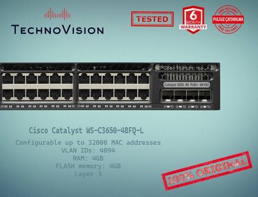 samyun wan ziyani: Cisco Catalyst WS 3650 48FQ-L ✔️Sertifikasiyadan keçmiş təcrübəli