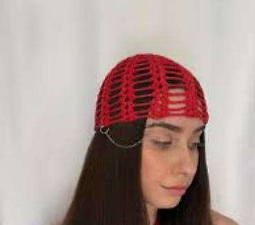 payız üst geyimləri: Xüsusi toxunma “hairnet”/baş bəzəyi - Material: nazik iplikdən əl — 4