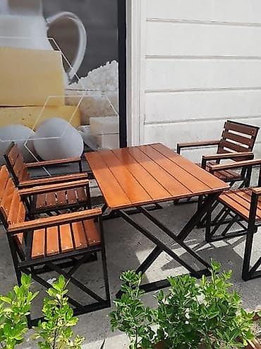 taxta stul stol: Açıq havaya uyğun masa və stul dəsti - Komplekt: 1 ədəd düzbucaqlı — 1
