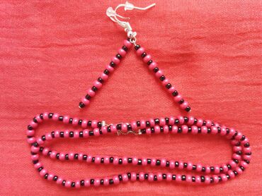 серьги и ожерелье из бисера: Бусы+сережки комплект из бисера. Висячие сережки-бижутерия, бусы, в